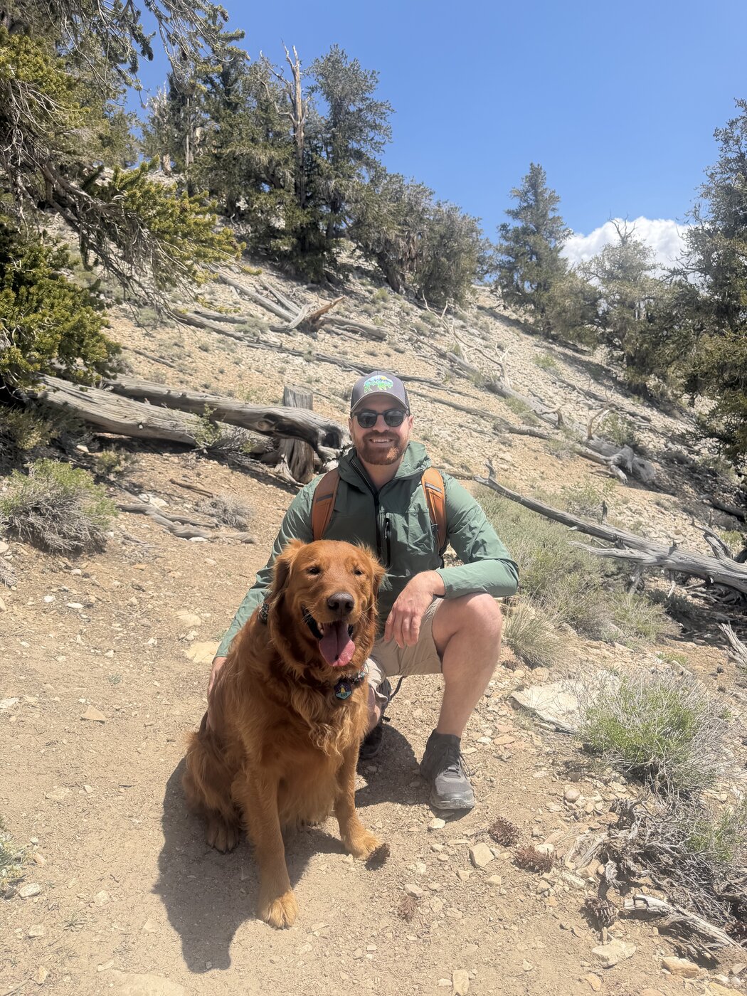 George with his dog Ruger at the Ancient Bristlecone Pine Forest in California